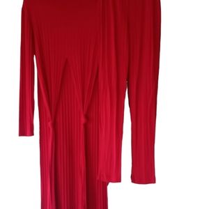 Red 2pc rigged long sleeve pants set fashion nova